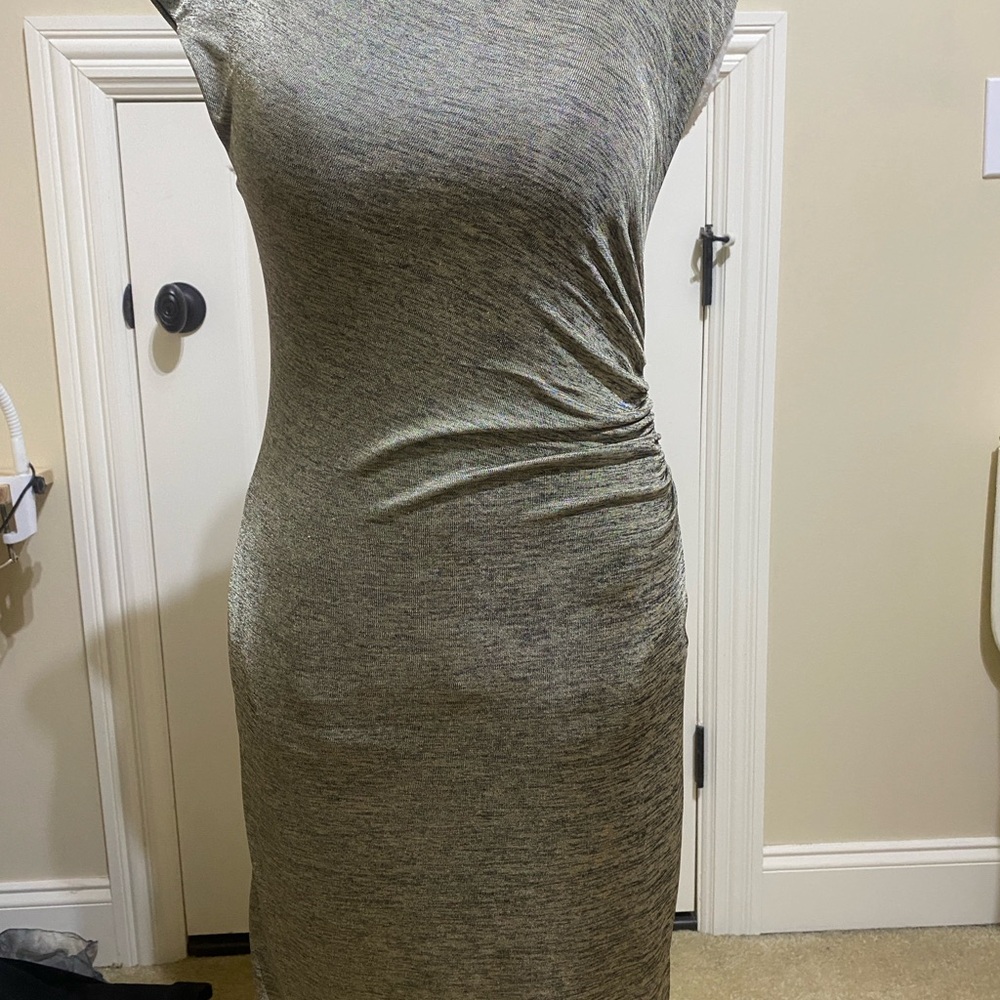 LOFT silver/gold slight shimmer Midi Dress